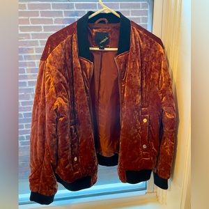 Orange Velvet bomber jacket